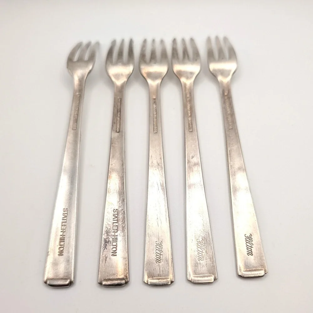 Vintage Hilton Hotel Cocktail Forks Set of 5 IS Co. Silverplate 5.75